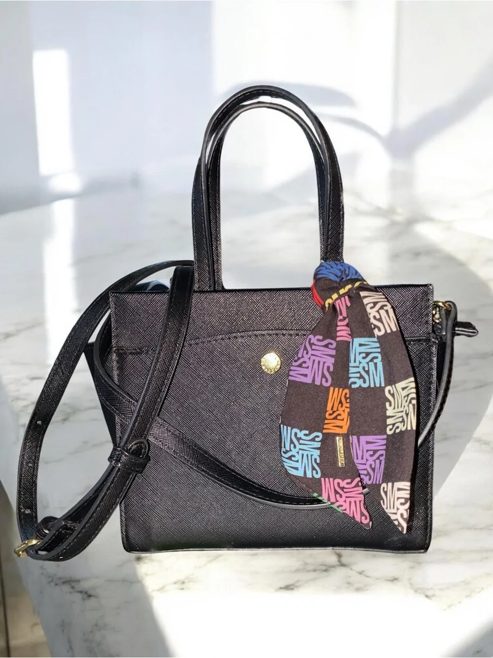 Steve Madden Black Mini Structured Satchel Crossbody Bag
